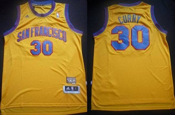San Francisco Stephen Curry Aba Hardwood Golden State Warriors yellow Classic jersey