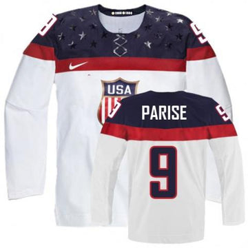 Zach Parise Team USA Hockey white jersey