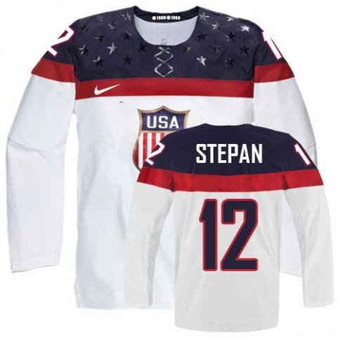 Derek Stepan Team USA Hockey white jersey