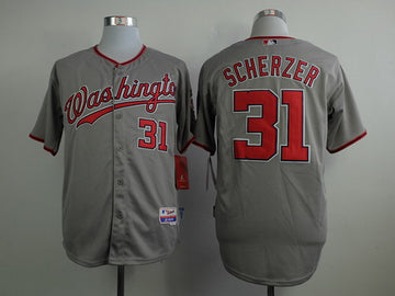 MLB Max Scherzer Washington Nationals gray jersey