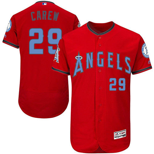 Rod Carew Los Angeles Angels red jersey