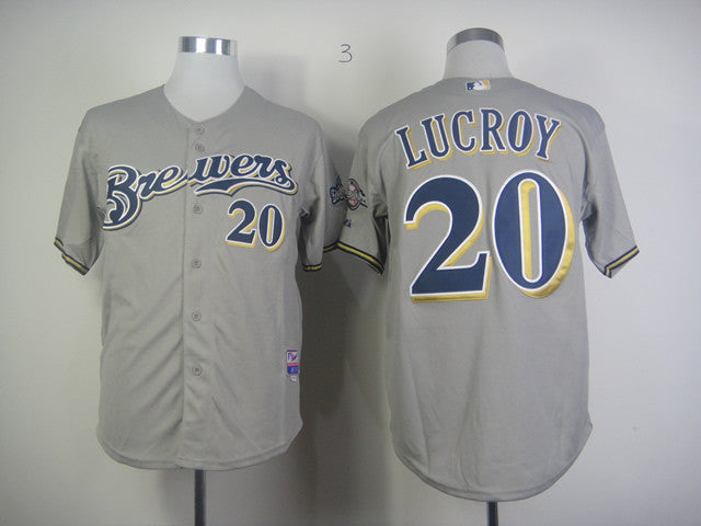 Lucroy Milwaukee Brewers grey jersey