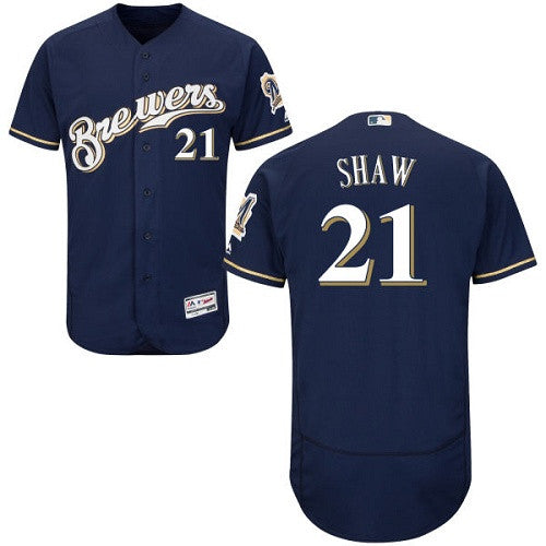 Travis Shaw Milwaukee Brewers navy jersey
