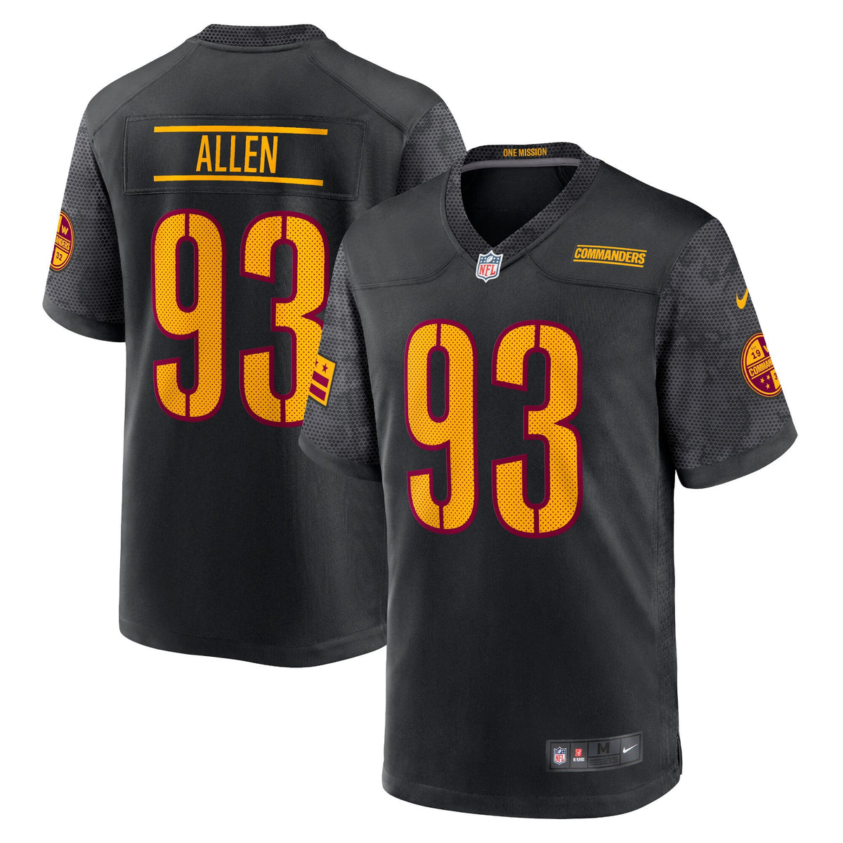 Jonathan Allen Washington Commanders black jersey