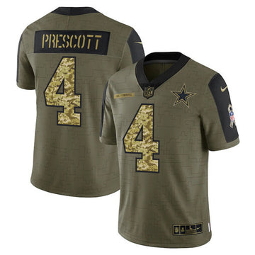 Dak Prescott Dallas Cowboys olive Salute To Service jersey