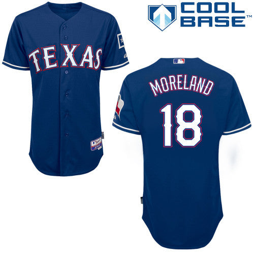 Moreland Texas Rangers blue jersey