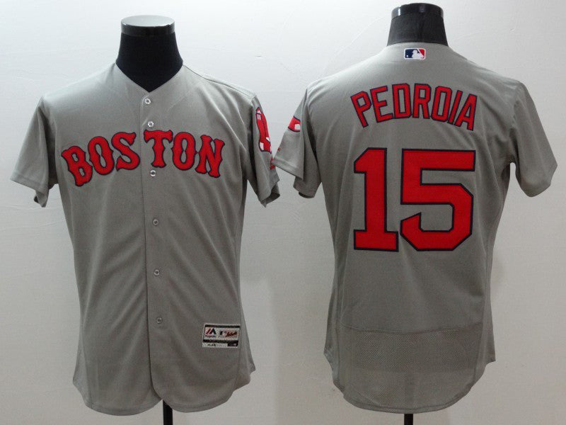 Dustin Pedroia Boston Red Sox grey jersey