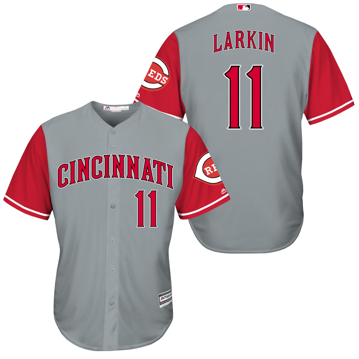 Barry Larkin Cincinnati Reds grey jersey