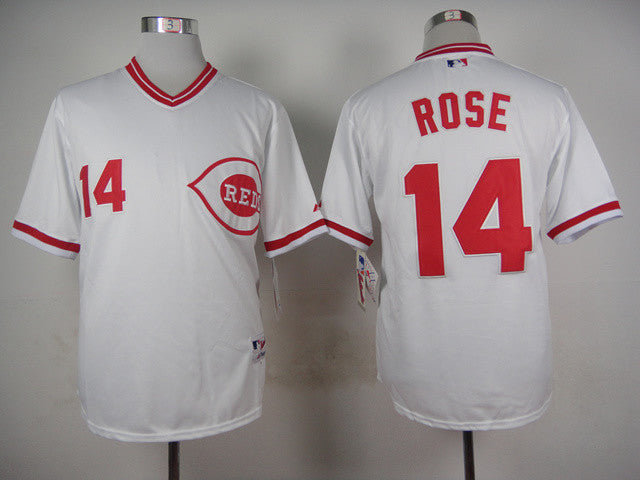 Rose Cincinnati Reds white Throwback jersey
