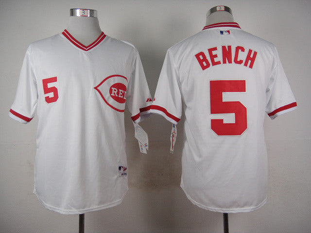Bench Cincinnati Reds white Throwback jersey