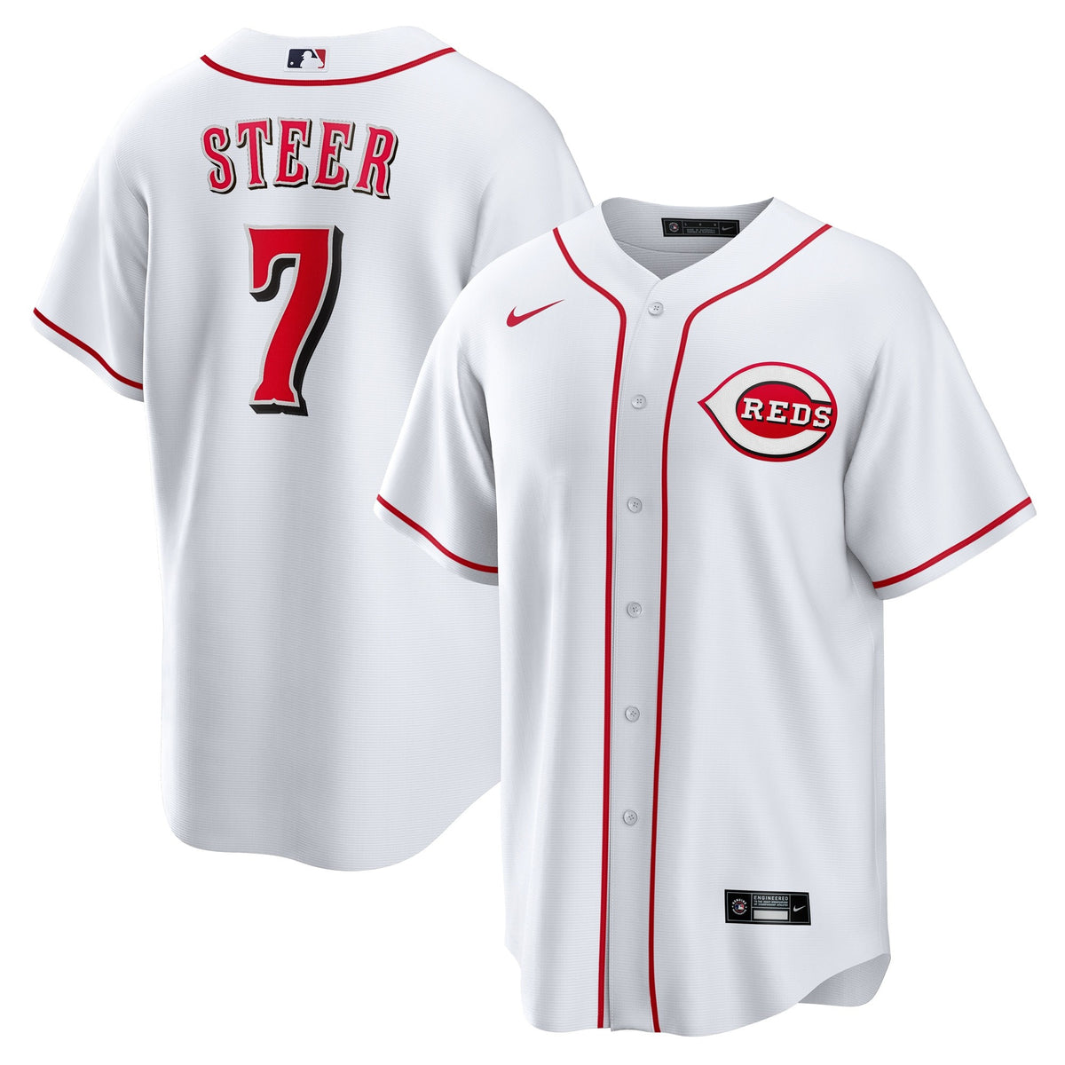 Spencer Steer Cincinnati Reds white jersey